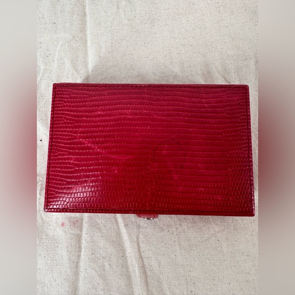 Vintage Red Faux Lizard Leather Jewelry Box – Small Travel Case 5” - Picture 2 of 5